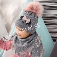 Detské čiapky zimné - dievčenské so šatkou - model - 2/715